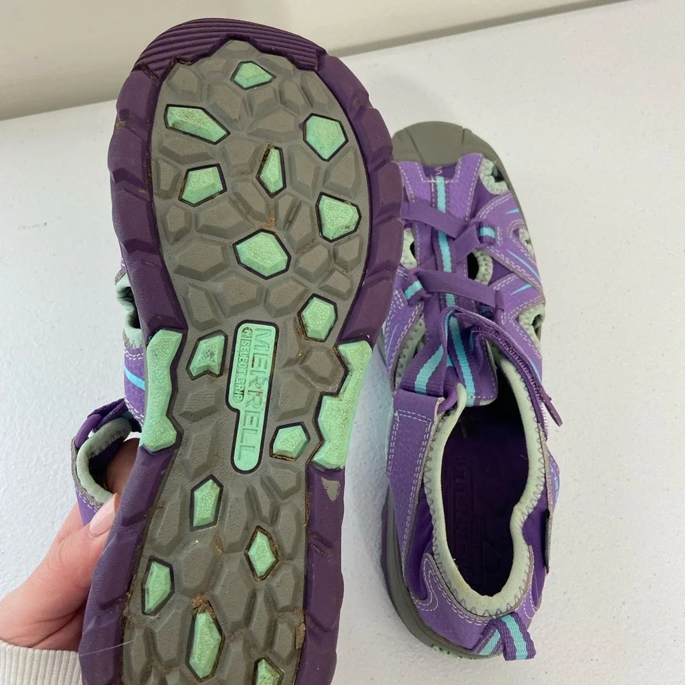 EUC Merrell women's purple hook loop strap hydro hiker hiking sandals shoes 6